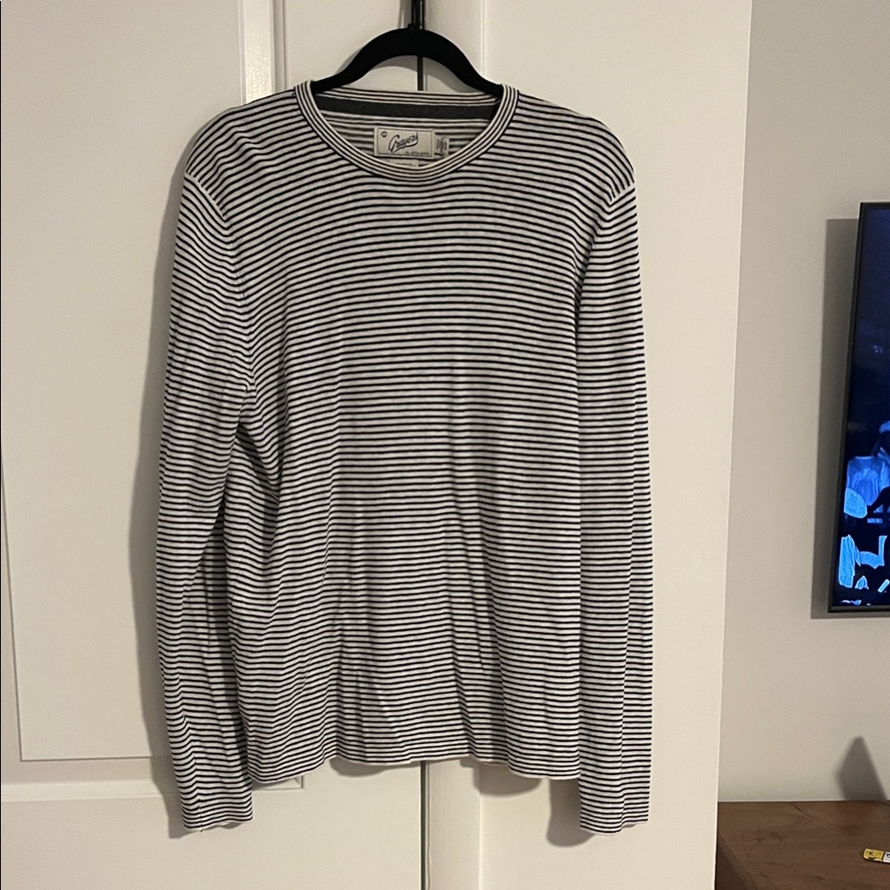 Grayers Cotton Crew - Navy Cream Stripe Size M